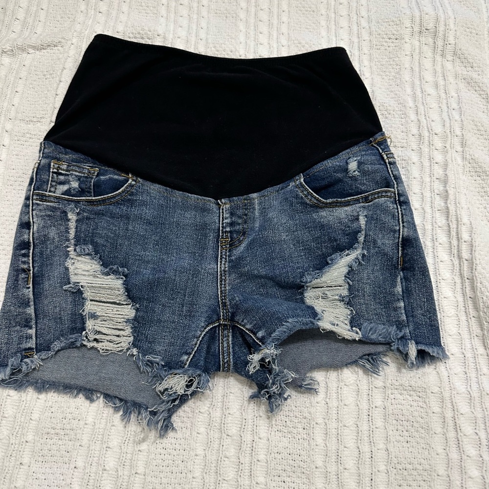 Maternity blue jeans shorts